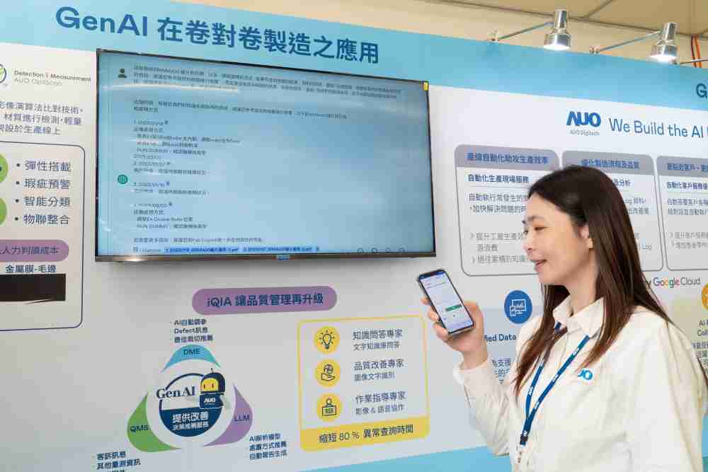 888.BY集团电子游戏数位积极发展数智化转型，，，透过AI落地应用优化制造流程，，，革新人力、、、、生产效率与设备维护效益，，，，图为〝智能质量推升助手-iQIA〞（Intelligent quality improve assistant）应用情境，，，，协助质量管理再升级。。。。